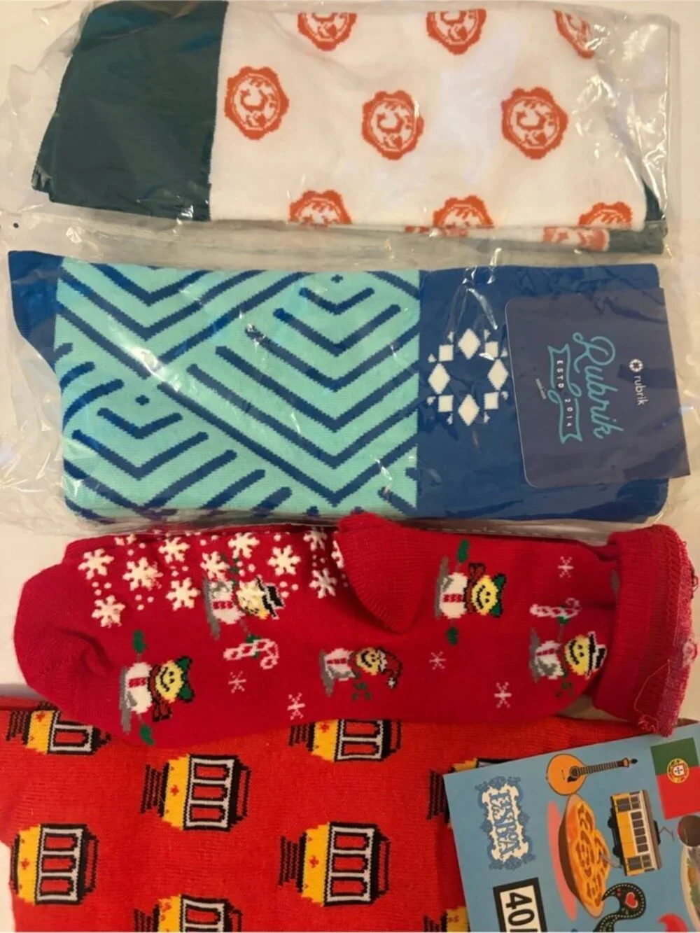 5-Pack Novelty Graphic Crew Socks Bundle Travel Holiday Portugal ZenHub Rubrik